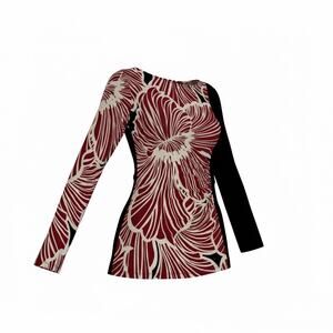 Tommy Bahama Asymmetrical Long Sleeve Blouse Top Womens Large